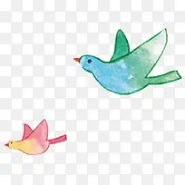 彩色手绘飞舞和平鸽设计