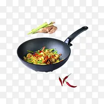 炒锅和蔬菜