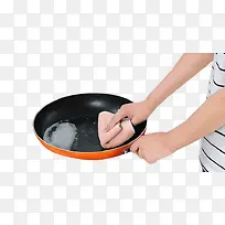 厨房擦拭炒锅