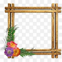卡通雏菊植物装饰木质边框