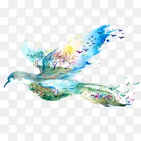 清新水彩艺术鸟类插画