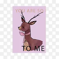灰色鹿可爱动物卡片