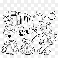 学绘画小孩上学
