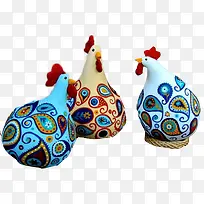 彩色手绘陶瓷公鸡饰品