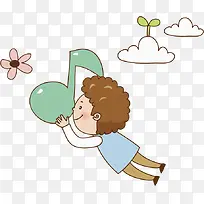 被音符带飞的小男孩