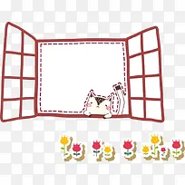 矢量窗户内的猫咪