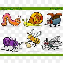 卡通昆虫集12-矢量素材