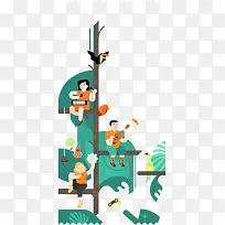 创意扁平树枝音乐