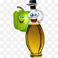 青椒和橄榄油瓶