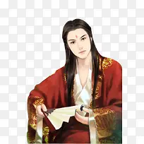 红衣美艳男子古风立绘