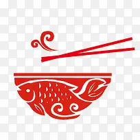 红色碗筷餐具