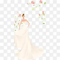 优美新娘花朵婚纱照矢量素材