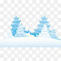 蓝色冬季雪地圣诞树