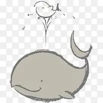 卡通灰色鲸鱼