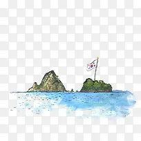 海岛上的韩国国旗