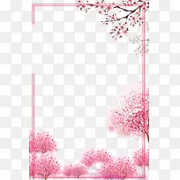 樱花节浪漫粉红樱花边框