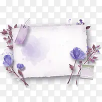 紫色清新花朵纸张边框纹理