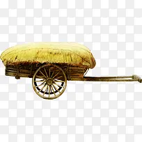 民国时期的马车推车茅草