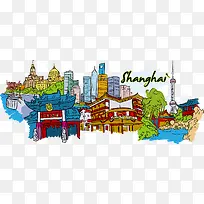 上海矢量建筑涂鸦