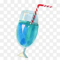 水彩手绘蓝色的饮品设计
