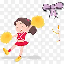 手绘小女孩跳舞图案
