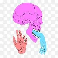 卡通骷髅骨头插画