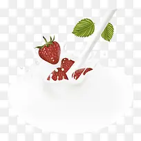 草莓牛奶奶花装饰图案