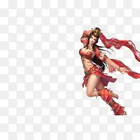 绿色彩带 古典美女png素材