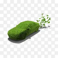 用草地包裹的汽车