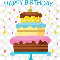 彩色三层生日蛋糕