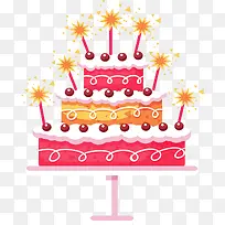 粉红色三层生日蛋糕