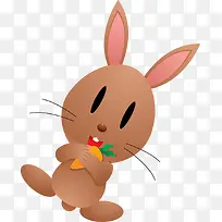 小兔子吃萝卜矢量图