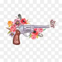 水彩手枪花卉
