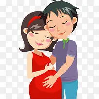 卡通夫妻孕妇免抠PNG图片