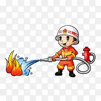 手绘消防灭火