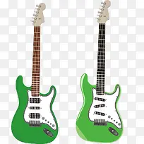 两款绿色电子吉他矢量图