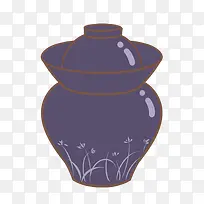 手绘紫色可爱罐子