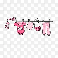 粉色线稿手绘婴儿衣服