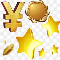 钱符号五角星元素素材