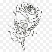 骷髅骨玫瑰花