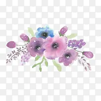 水彩水墨紫色花朵