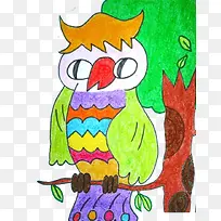 彩绘儿童画啄木鸟图案