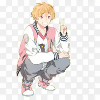 手绘姿势男生创意