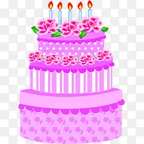 粉色花朵蜡烛蛋糕