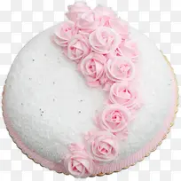 粉色玫瑰花朵圆形蛋糕