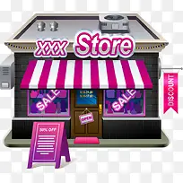 手绘紫色店招商店图案