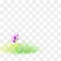 手绘紫色小花草地