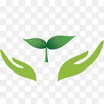 树芽树苗手捧海报素材矢量元素