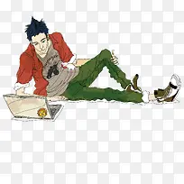 玩电脑的男孩