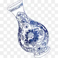 花瓶青花瓷装饰设计矢量